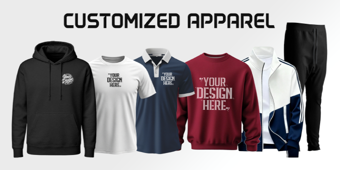 WE OFFER CUSTOMIZED APPAREL!
